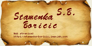 Stamenka Boričić vizit kartica